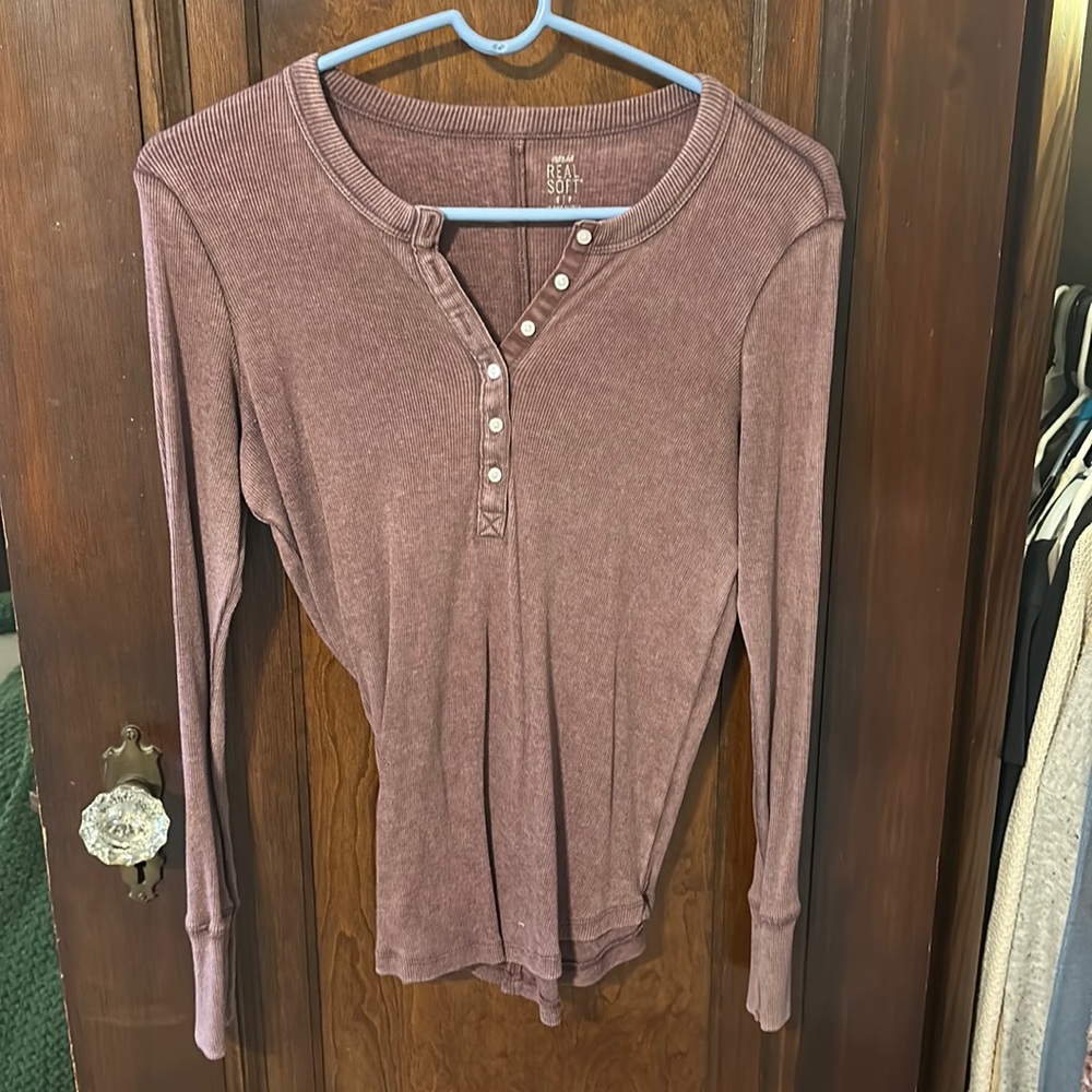 Aerie Real Soft Button up top